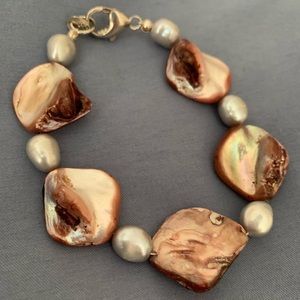 925 silver mother of pearl & pearl bracelet